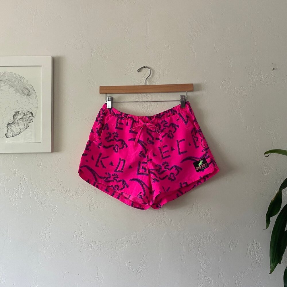 NWT GECKO HAWAII 90s Hot Pink Petro Beach Runners Nylon Shorts | Size M